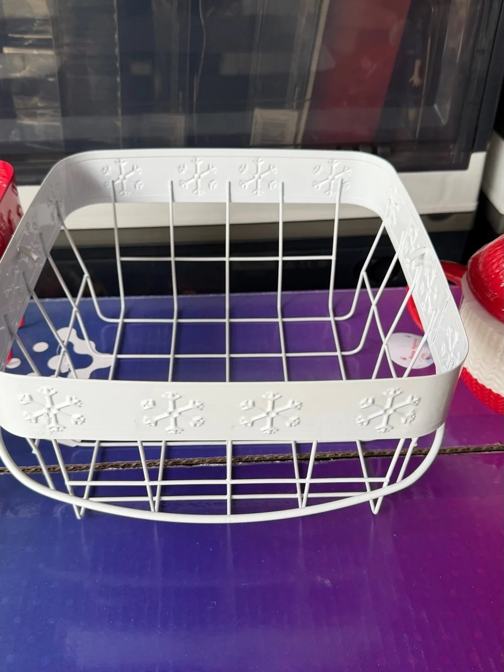 Decorative Metal Storage Basket Set - Red & White